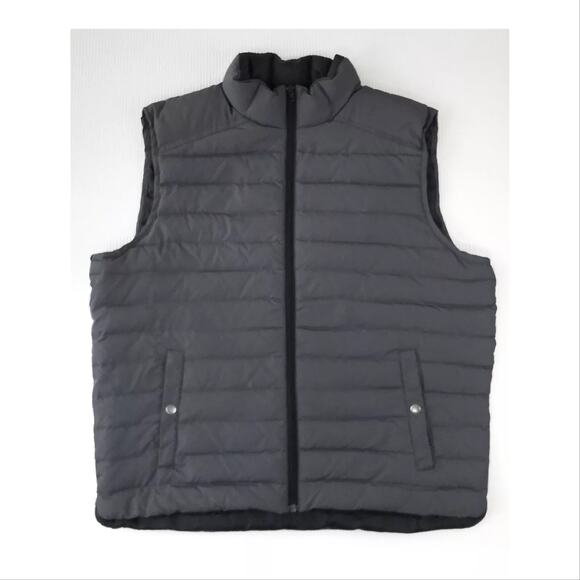 J. Crew x Authentic Outerwear Full Zip Packable Down Puffer Vest Gray Mens Large - Picture 1 of 7